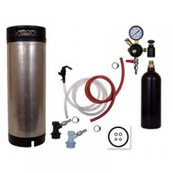 Draft Beer Homebrew Keg Kit with 20oz CO2 Tank - Used Ball Lock Keg