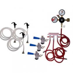 Draft Beer Party Keg Kit - 3 Faucet - Dual Gauge Regulator