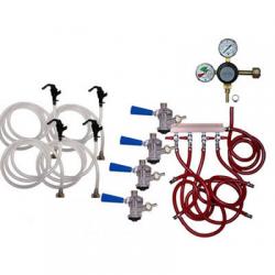 Draft Beer Party Keg Kit - 4 Faucet - Dual Gauge Taprite Regulator