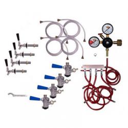 Draft Beer Refrigerator Commercial Keg Kit - 4 Faucet