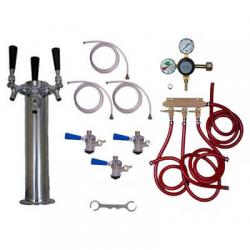 Draft Beer Tower Commercial Keg Kit - 3 Faucets - Taprite Regulator