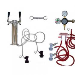 2 Faucet Draft Beer Tower Keg Kit - Taprite Regulator - BALL LOCK